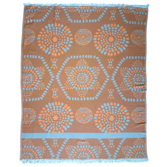 MOD Mandala Organic Blanket Loom Weave Tangerine Gray FLiPSiDE 2 Side 50x60 - Picture 4 of 14